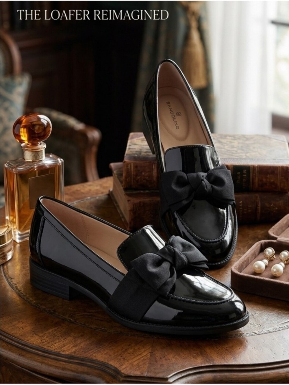 NWT Bandolino Women's Lindio Bow Slip On Tailored Loafers Black Patent Size:7.5